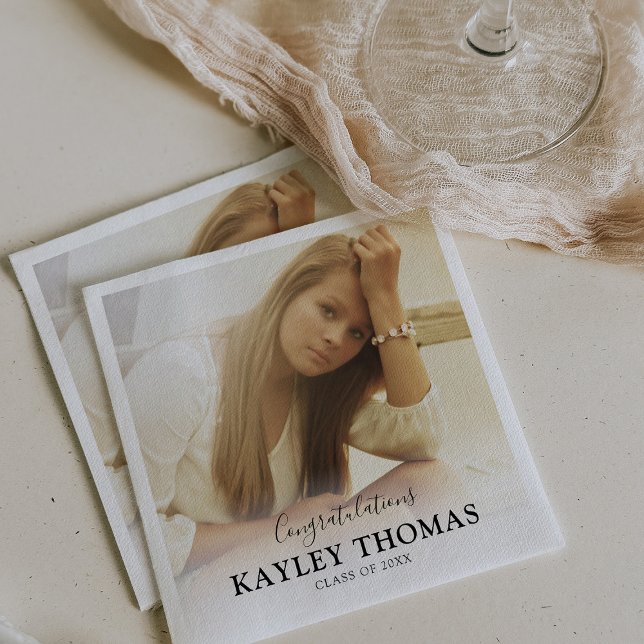 Graduate Personalised Photo Class of 2025 Napkin (Creator Uploaded)