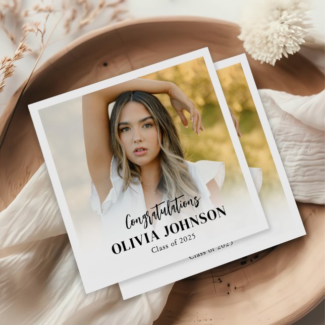 Graduate Personalised Photo Class of 2025 Napkin (Creator Uploaded)