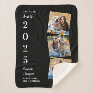 Graduate Personalised Photo Collage Name Year Sherpa Blanket