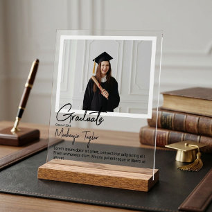 Graduate Photo and Personalised Text Acrylic Sign
