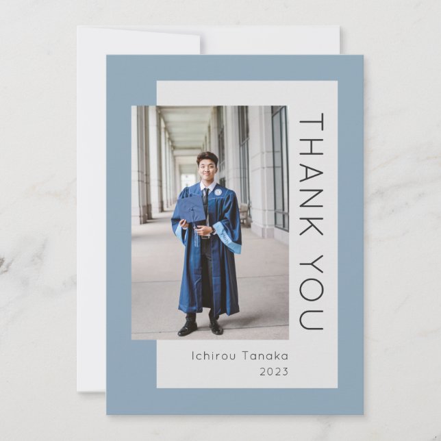 Graduate Photo Blue 2023 Thank You Card (Front)