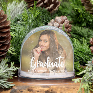 Graduate Photo Bold Script Custom Graduation Snowglobe