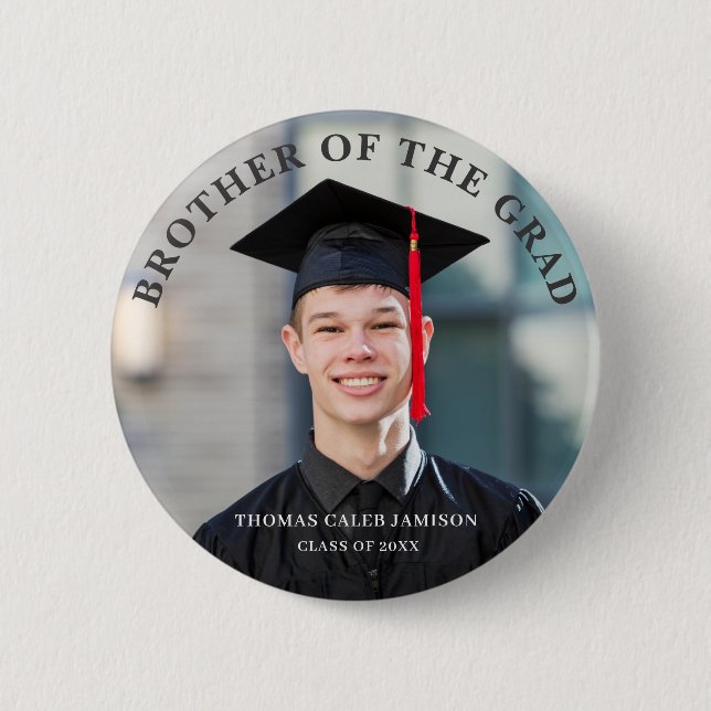 Graduate Photo Brother of the Grad 6 Cm Round Badge (Front)
