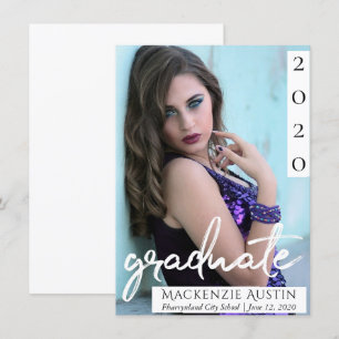Graduate Photo Chic Script Simple Keepsake Announcement