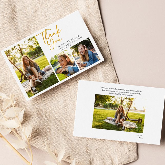 Graduate Photo Collage Graduation 2024 Thank You Card (Graduation 2024 Photo Collage Grad Party Script Thank You Card)
