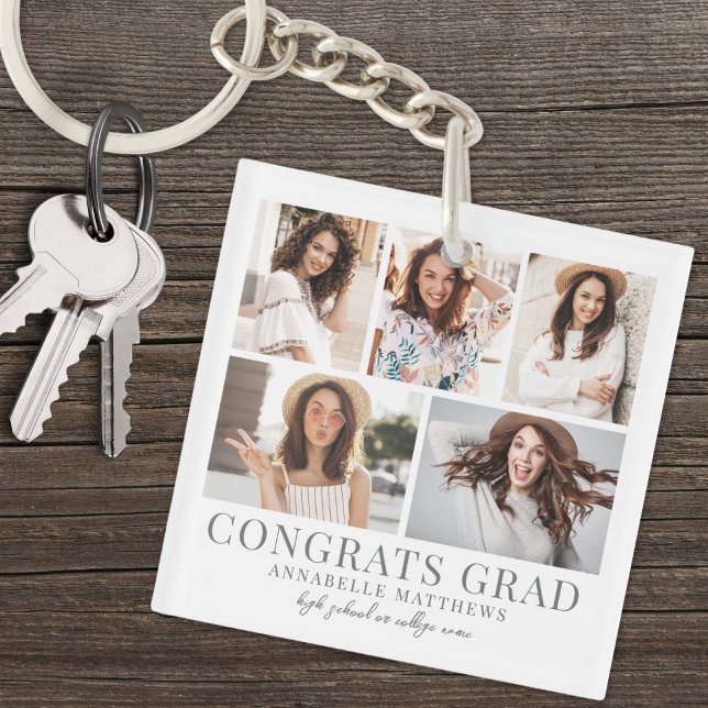 Graduate Photo Collage Graduation Key Ring (Graduate Photo Collage Graduation Keychain)