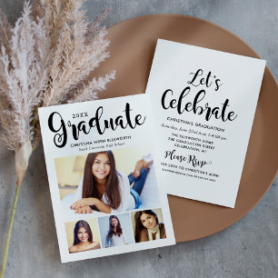 Graduate Photo Collage Graduation Party Script Invitation