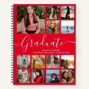 Graduate Photo Collage Graduation Red Notebook