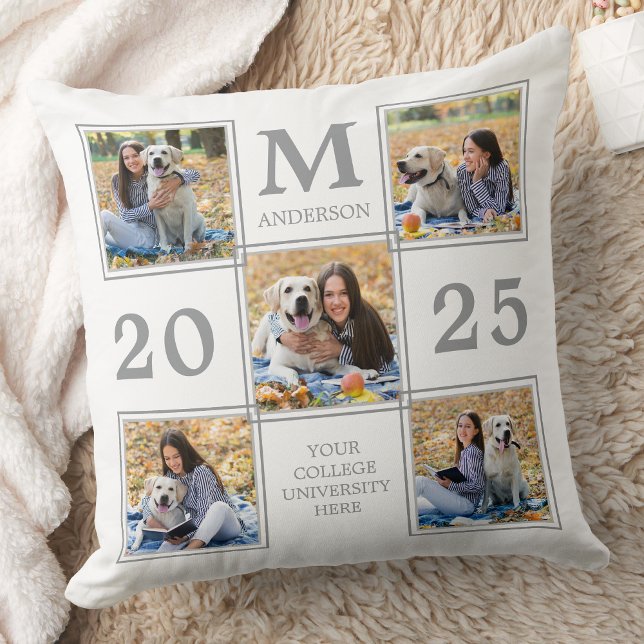 Graduate Photo Collage Monogram Keepsake Cushion (Creator Uploaded)