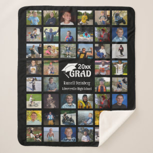 Graduate Photo Collage Name School Sherpa Blanket