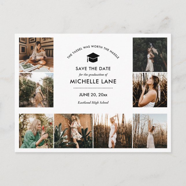 Graduate Photo Collage Save The Date  Postcard (Front)