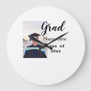 graduate photo congratulation add your name modern large clock