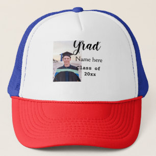 graduate photo congratulation add your name modern trucker hat