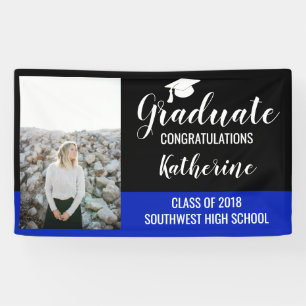 Graduate Photo Congratulations Black Blue Banner