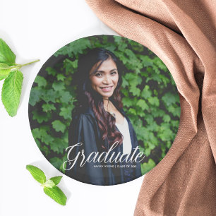 Graduate Photo Elegant 2025 Graduation Party Paper Plate