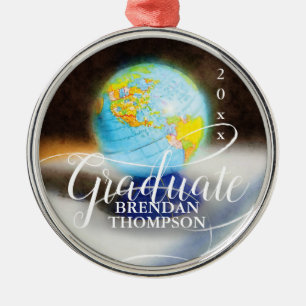 Graduate Photo Globe Monogram Name Metal Tree Decoration