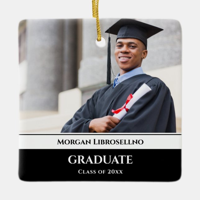 Graduate Photo Graduation Ceramic Ornament (Front)