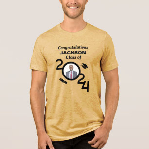 Graduate Photo Graduation Class Year 2024 Custom Tri-Blend Shirt
