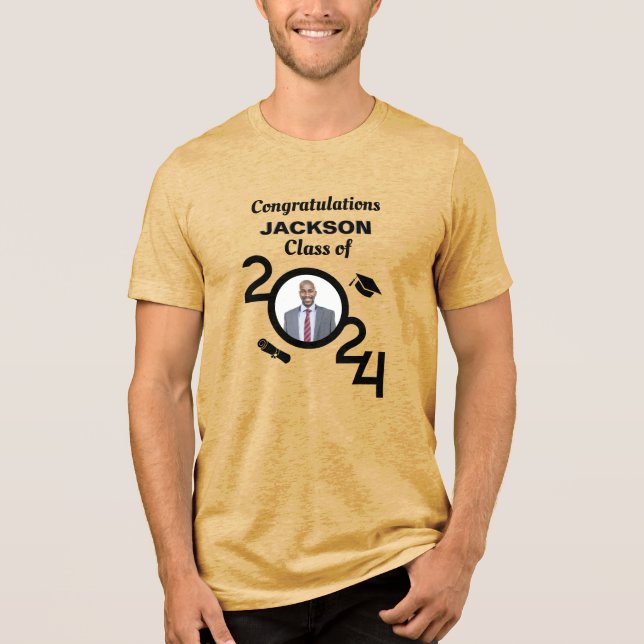 Graduate Photo Graduation Class Year 2024 Custom Tri-Blend Shirt (Front)