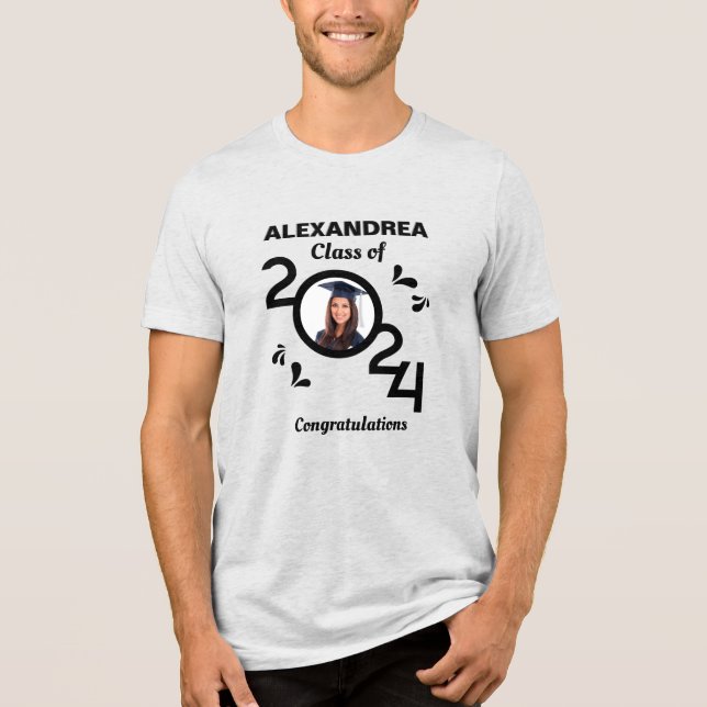 Graduate Photo Graduation Class Year 2024 Custom Tri-Blend Shirt (Front)