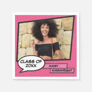 Graduate Photo Graduation Girly Pink Class of 2022 Napkin