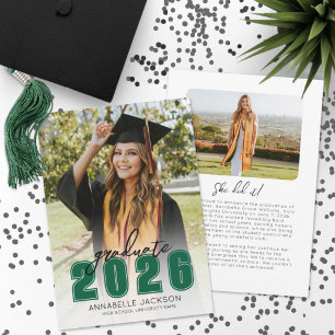 Graduate Photo Green Graduation Announcement