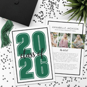 Graduate Photo Green Graduation Announcement