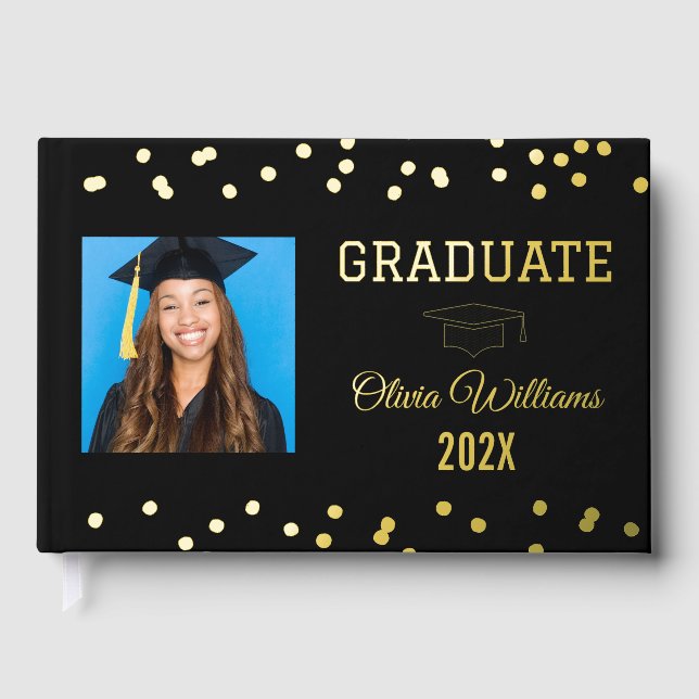 Graduate Photo Keepsake Graduation Party Foil Guest Book (Front)