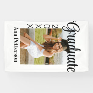 Graduate photo modern classic add year name rustic banner