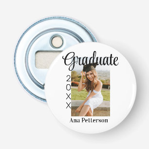 Graduate photo modern classic add year name rustic bottle opener