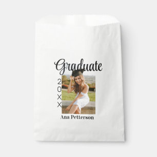 Graduate photo modern classic add year name rustic favour bags