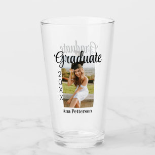 Graduate photo modern classic add year name rustic glass