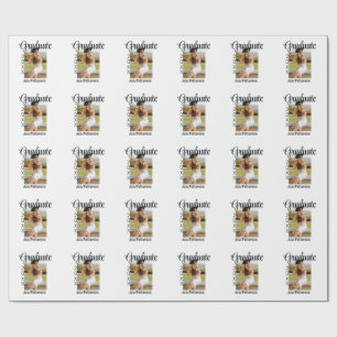 Graduate photo modern classic add year name rustic wrapping paper