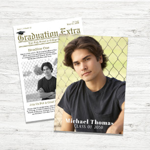 Graduate Photo Modern Simple Trendy Newspaper  Invitation