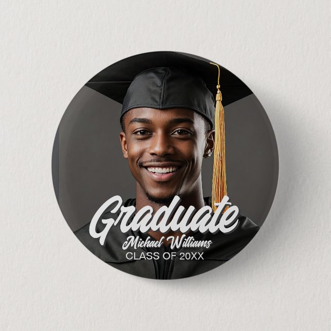 Graduate Photo Name Year Graduation Parent 6 Cm Round Badge (Front)