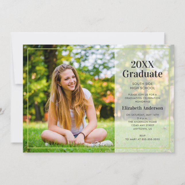 Graduate Photo Overlay Text Graduation Party Invitation (Front)