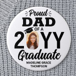 Graduate Photo Proud Dad Modern Black and White 7.5 Cm Round Badge<br><div class="desc">Show your joy for the graduate with a stylish custom photo "Proud Dad" round graduation button. The picture and text on this template are simple to personalise, and all wording, colours and fonts can be changed with the Zazzle design tool. (IMAGE PLACEMENT TIP: An easy way to position a photo...</div>