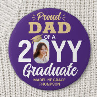 Graduate Photo Proud Dad Modern Purple and Gold
