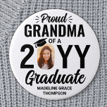 Graduate Photo Proud Grandma Modern Black & White 7.5 Cm Round Badge<br><div class="desc">Show your joy for the graduate with a stylish custom photo "Proud Grandma" round graduation button. The picture and text on this template are simple to personalize, and all wording, colors and fonts can be changed with the Zazzle design tool. It can be customized for any family member or friend,...</div>