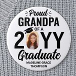 Graduate Photo Proud Grandpa Modern Black & White 7.5 Cm Round Badge<br><div class="desc">Show your joy for the graduate with a stylish custom photo "Proud Grandpa" round graduation button. The picture and text on this template are simple to personalise, and all wording, colours and fonts can be changed with the Zazzle design tool. It can be customised for any family member or friend,...</div>