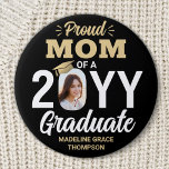 Graduate Photo Proud Mum Elegant Black and Gold 7.5 Cm Round Badge<br><div class="desc">Show your joy for the graduate with a stylish custom photo "Proud Mum" round graduation button. The picture and text on this template are simple to personalise, and all wording, colours and fonts can be changed with the Zazzle design tool. (IMAGE PLACEMENT TIP: An easy way to position a photo...</div>