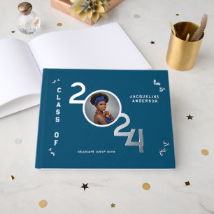 Graduate Photo Senior Class Year Silver  Guest Book