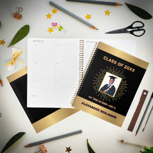 Graduate Photo Senior High School Graduating Gold  Planner