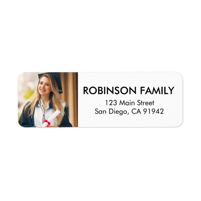 Graduate Photo Simple Modern Return Address (Front)