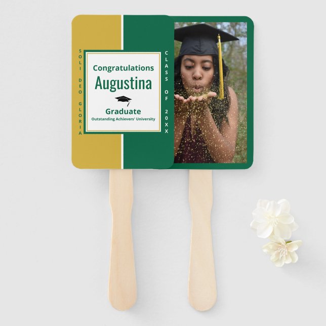 Graduate Photo SOLI DEO GLORIA Graduation Hand Fan (Front and Back)