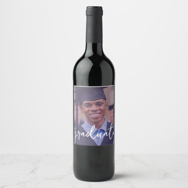 Graduate Photo Sticker Wine Label (Front)