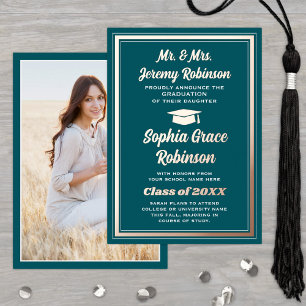 Graduate Photo Teal & Foil Graduation Announcement