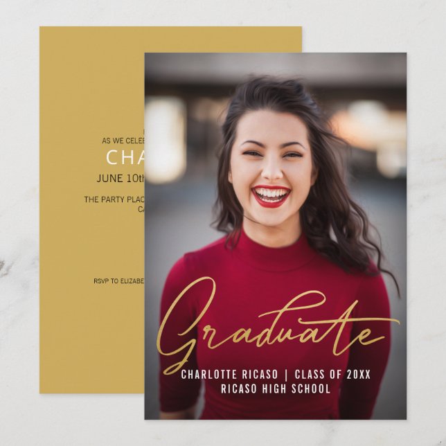 Graduate Photo Template Personalised Gold (Front/Back)