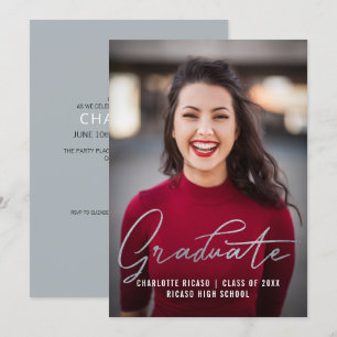 Graduate Photo Template Personalised Grey Silver