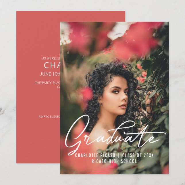 Graduate Photo Template Personalised Pink (Front/Back)